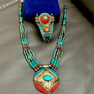 Afghanistan tribal necklace with matching bracelet!